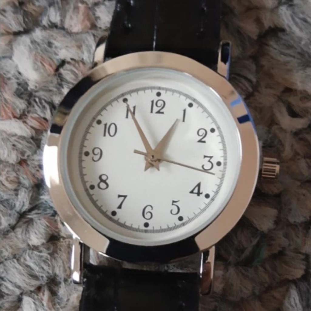 Black Leather Strap Watch